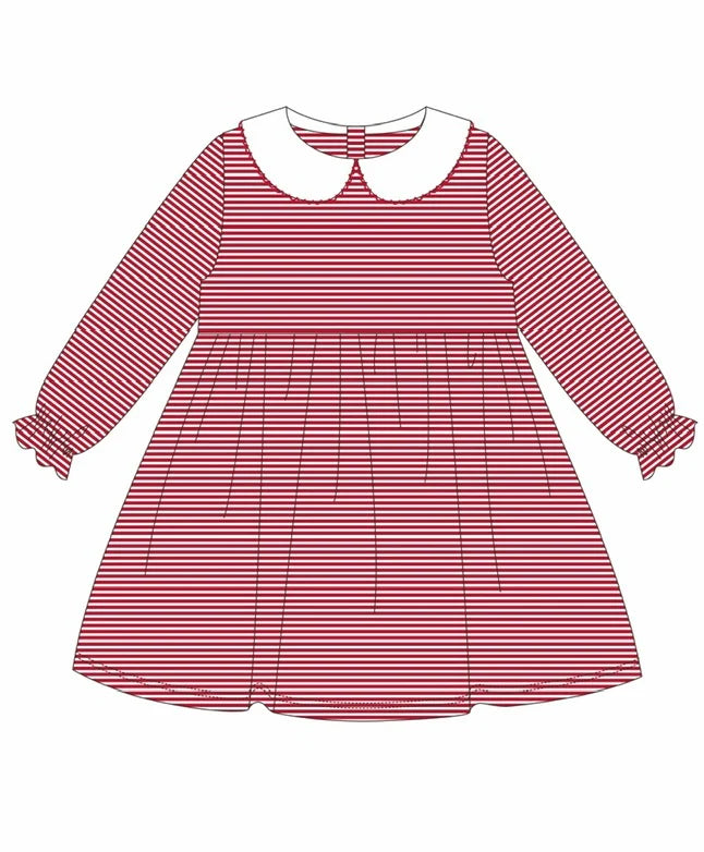 Striped Peter Pan Long Sleeve Dress