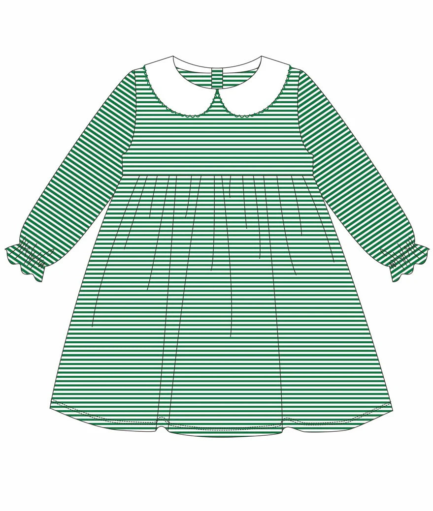 Striped Peter Pan Long Sleeve Dress